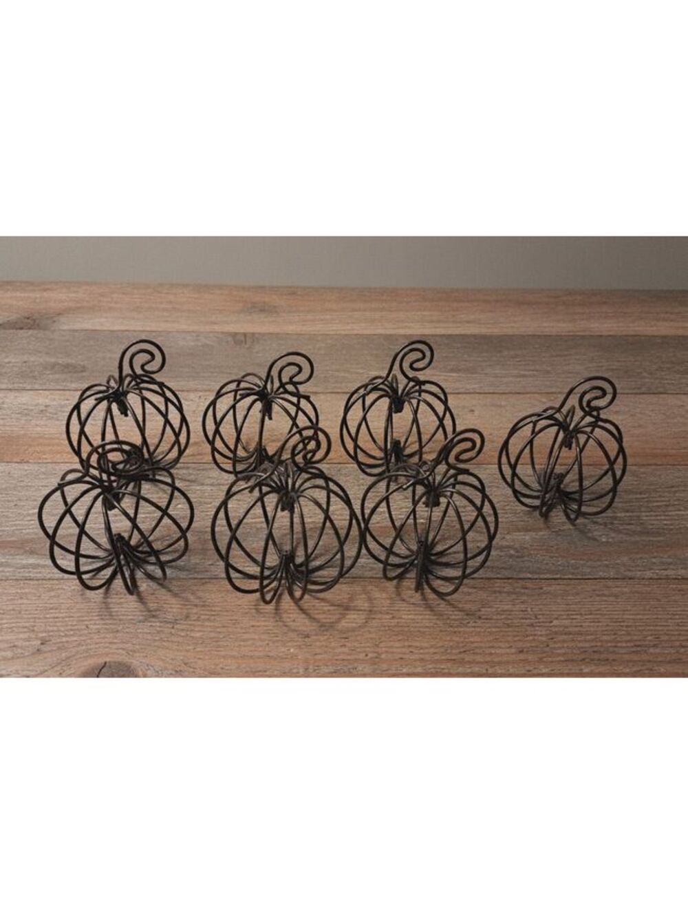 Set of 7 Pier 1  Fall Rustic Brown Metal Wire Pumpkin Place Card Holders